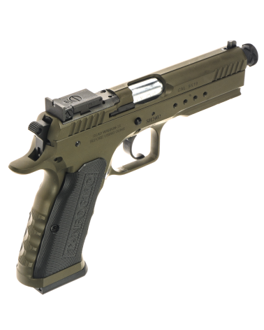Pistolet Tanfoglio Tactical Pro 9x19 Green 2026 avec culasse Optic Ready, interface multidot, canon Match Polygonal Bull Barrel