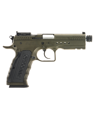 Pistolet Tanfoglio Tactical Pro 9x19 Green 2026 avec culasse Optic Ready, interface multidot, canon Match Polygonal Bull Barrel