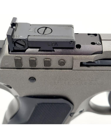 Pistolet Tanfoglio Limited Custom Optic 9x19 Tungsten avec culasse Optic Ready, interface multidot, canon Match Bull Barrel