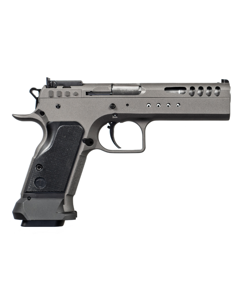 Pistolet Tanfoglio Limited Custom Optic 9x19 Tungsten avec culasse Optic Ready, interface multidot, canon Match Bull Barrel