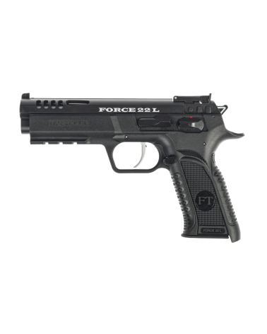 Pistolet Tanfoglio Force 22L 22LR Black avec canon Match de 132 mm, carcasse polymère, culasse aluminium