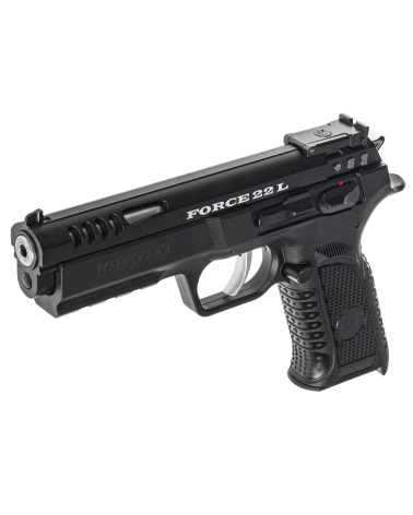 Pistolet Tanfoglio Force 22L 22LR Black avec canon Match de 132 mm, carcasse polymère, culasse aluminium