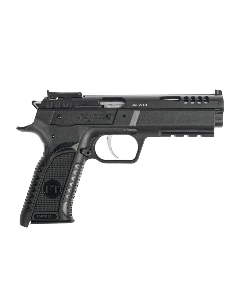 Pistolet Tanfoglio Force 22L 22LR Black avec canon Match de 132 mm, carcasse polymère, culasse aluminium