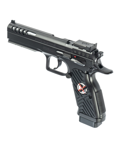 Pistolet Tanfoglio Stock Master Xtreme Optic 9x19 Black cerakote noir avec canon Bull Barrel polygonal reverse cutting