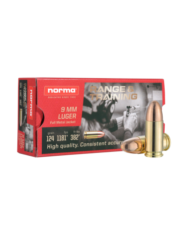 Boîte de 50 cartouches Norma 357 Magnum FMJ FP 157 grains avec ogive Full Metal Jacket Flat Point de 10,2 grammes