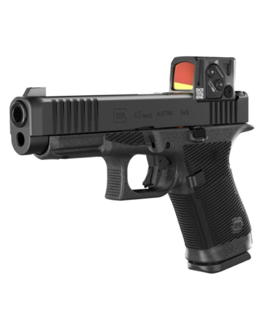 Pistolet Glock 49 Gen 6 A Cut calibre 9x19 avec viseur Aimpoint COA, plateforme crossover à culasse longue