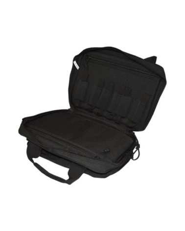 Sacoche GPS noire pour pistolet avec compartiment matelassé, 6 porte chargeurs intégrés, fermetures éclair verrouillables