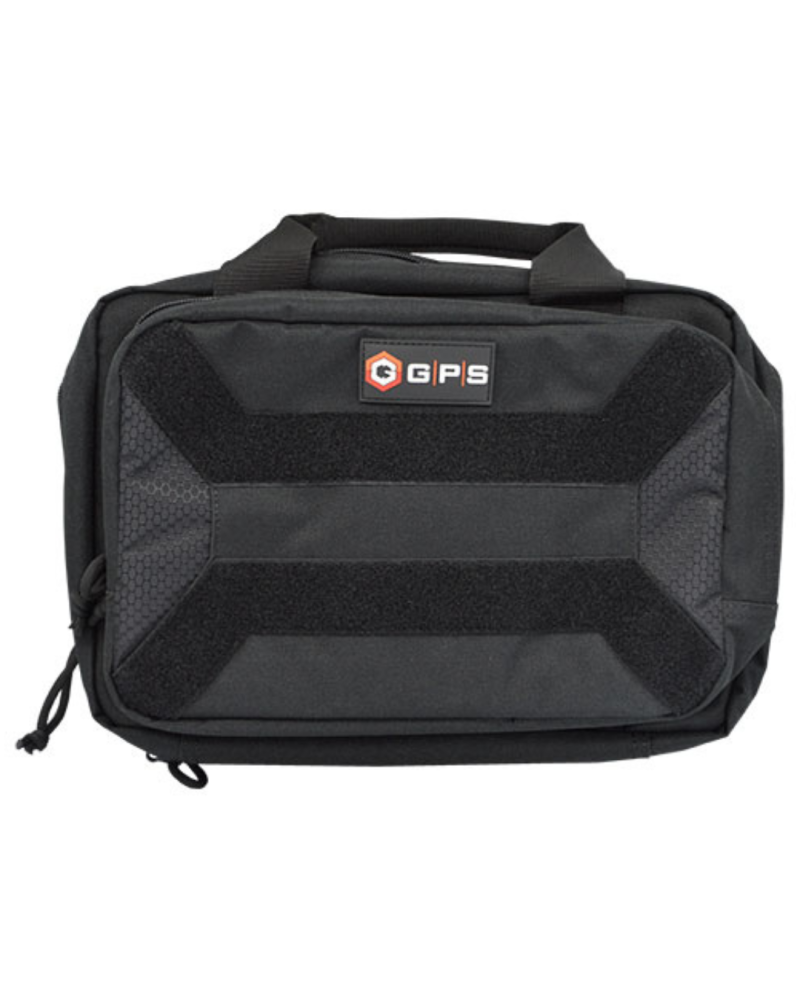Sacoche GPS noire pour pistolet avec compartiment matelassé, 6 porte chargeurs intégrés, fermetures éclair verrouillables