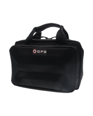 Sacoche GPS noire pour pistolet avec compartiment matelassé, 6 porte chargeurs intégrés, fermetures éclair verrouillables
