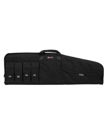 Sacoche GPS pour fusil 107 cm noire avec compartiment rembourré doublé polaire, poches chargeurs, bandoulière