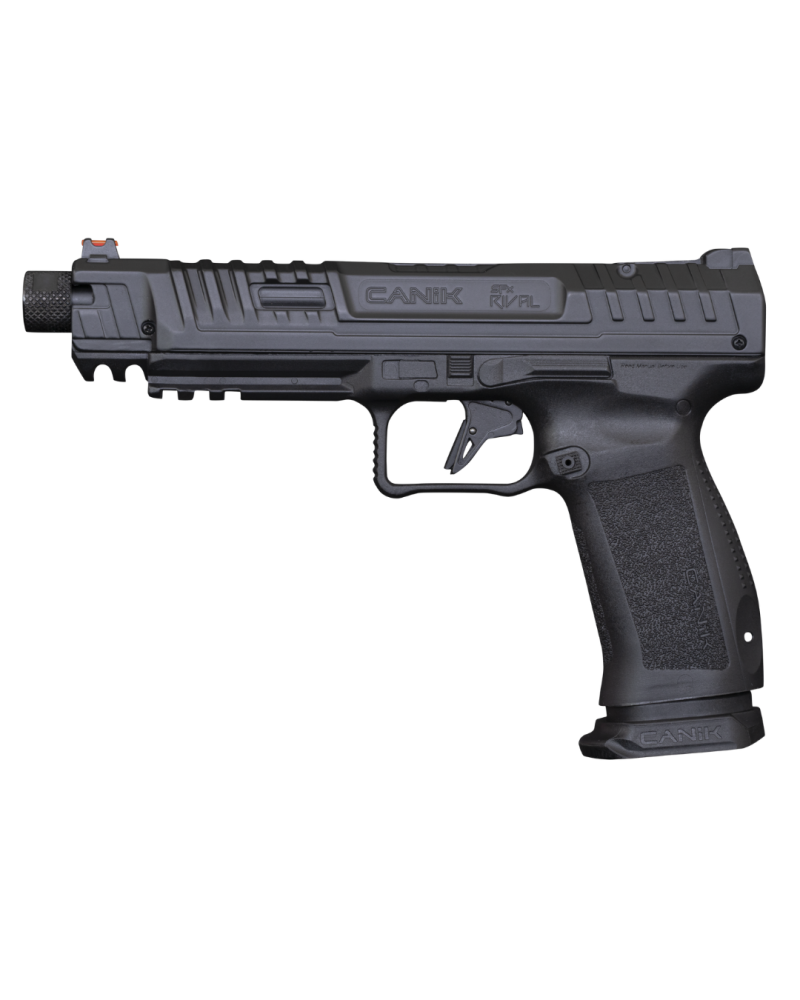 Pistolet Canik Rival S CO2 calibre .50 LTL finition Noir Darkside avec culasse métal, poignée polymère, canon fileté