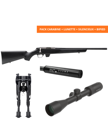 Pack Tikka T1x MTR calibre .22 Long Rifle avec canon de 20 pouces, lunette 3-9x40 Mil, modérateur de son Osuma 1/2x20 UNF