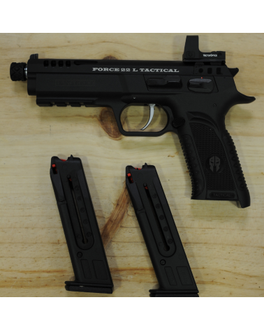 Pistolet Tanfoglio Force 22 LR Tactical 2026 avec point rouge Frenzy S 3 MOA pour tir sportif et entrainement au stand