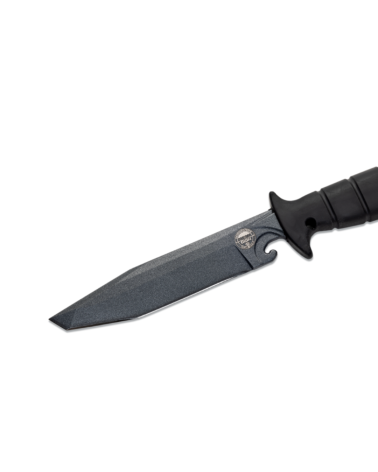 Couteau Wildsteer Wing Tactic GIGN à lame fixe avec finition époxy anthracite, manche en Tactiprène