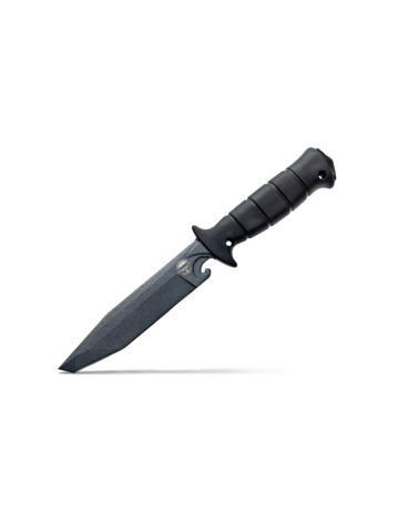 Couteau Wildsteer Wing Tactic GIGN à lame fixe avec finition époxy anthracite, manche en Tactiprène