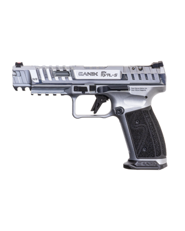 Pistolet Canik SFx Rival S Chrome 9x19 en acier forgé avec finition chrome, canon Match 5 pouces