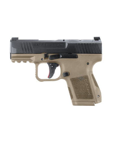 Pistolet Canik Mete MC9 Dual calibre 9x19 micro compact avec finition bicolore, culasse Optic Ready