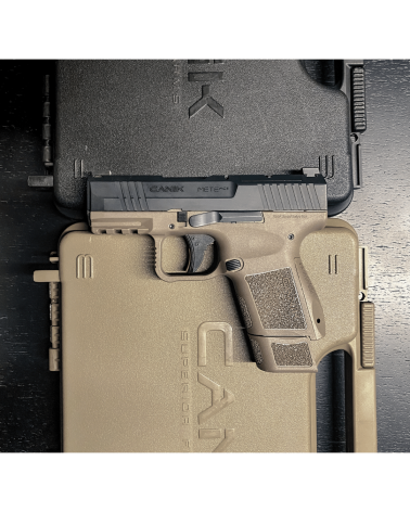 Pistolet Canik Mete MC9 Dual calibre 9x19 micro compact avec finition bicolore, culasse Optic Ready