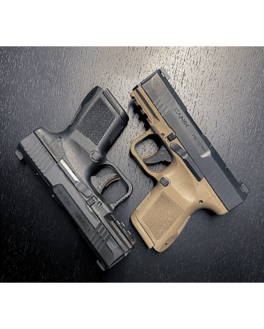 Pistolet Canik Mete MC9 Dual calibre 9x19 micro compact avec finition bicolore, culasse Optic Ready