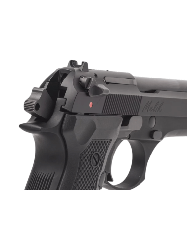 Pistolet Derya Melik C401 noir calibre 9x19 mm avec carcasse aluminium, culasse acier, capacité 17 coups, sécurité ambidextre