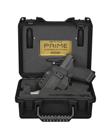 Pistolet Canik METE MC9 Prime 9x19 micro-compact avec canon compensé intégré, capacité 17 coups, détente droite 90°