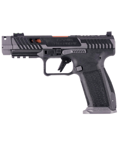 Pistolet Canik TTI Combat Smoke 9x19 développé avec Taran Tactical Innovation, carcasse polymère, compensateur breveté