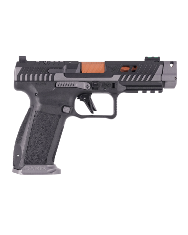 Pistolet Canik TTI Combat Smoke 9x19 développé avec Taran Tactical Innovation, carcasse polymère, compensateur breveté