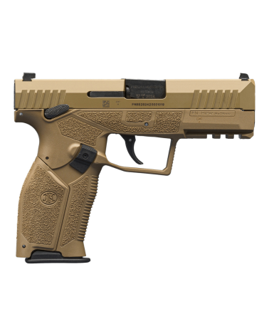 Pistolet FN HiPer FDE calibre 9x19 mm de FN Herstal avec carcasse composite Flat Dark Earth, poignée ambidextre texturée