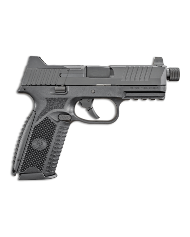 Pistolet FN 509T BI NMS Noir calibre 9mm Luger de FN Herstal avec carcasse composite noire, canon fileté 1/2x28 UNF