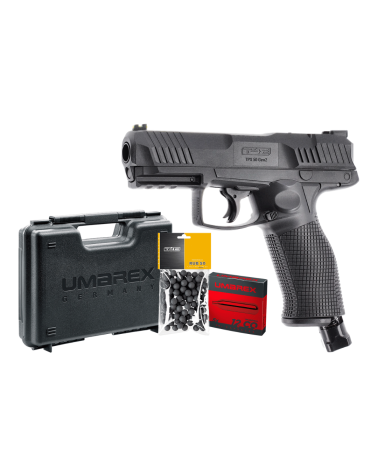 Pack T4E TPX 50 Gen.2 calibre .50 Umarex avec marqueur CO2, 100 billes caoutchouc, 5 capsules CO2 et mallette de transport