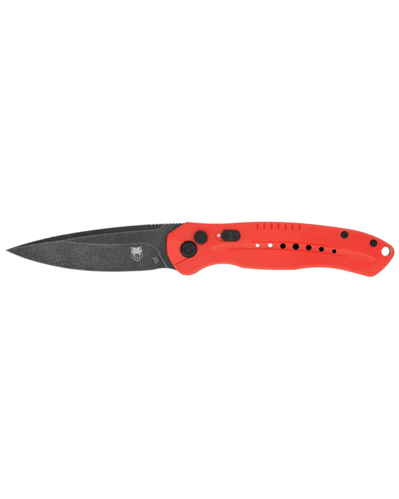 Couteau automatique Cobratec Diablo Red avec lame Drop Point de 89 mm en acier D2 finition Stonewash