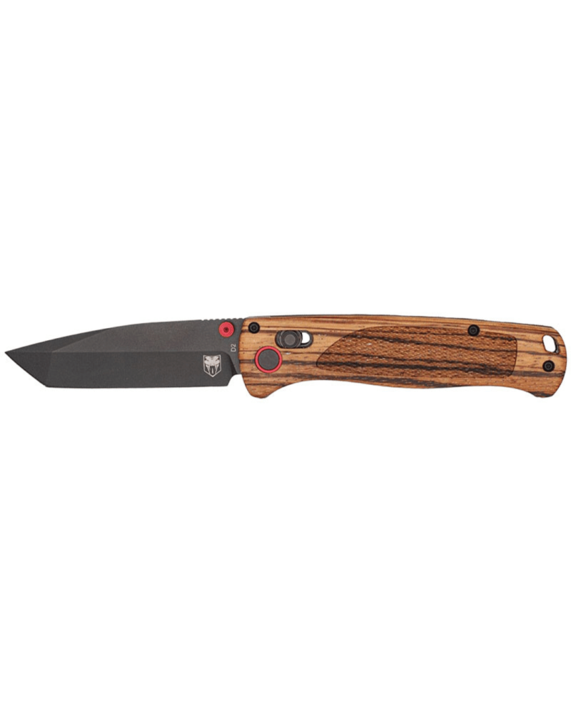 Couteau pliant Cobratec Zebrawood Tanto Black avec lame Tanto noire de 76 mm en acier D2