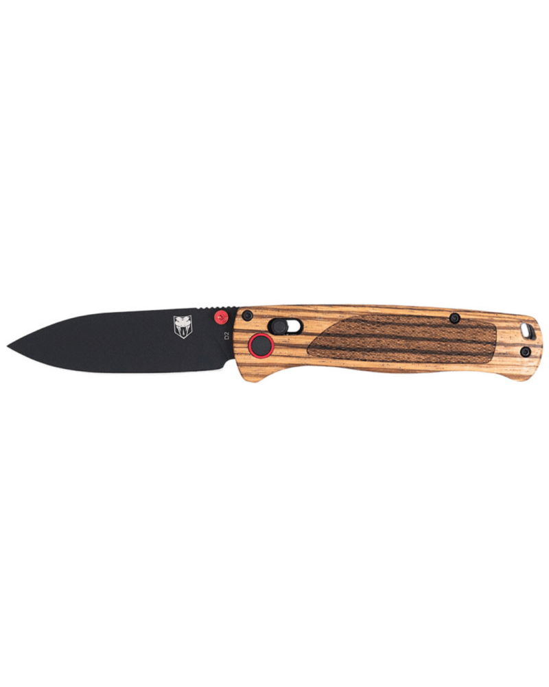 Couteau pliant Cobratec Zebrawood Black avec lame Drop Point noire de 76 mm en acier D2
