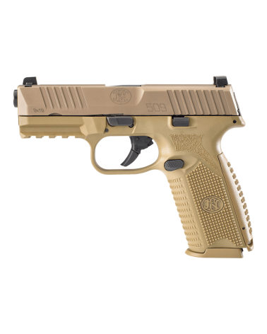Pistolet FN 509 NMS FDE calibre 9mm Luger de FN Herstal avec carcasse composite Flat Dark Earth, détente Super Feather 3
