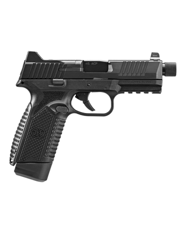 Pistolet FN 545T BI NMS Noir calibre .45 ACP de FN Herstal avec carcasse composite noire, canon fileté 0.578x28 UNF