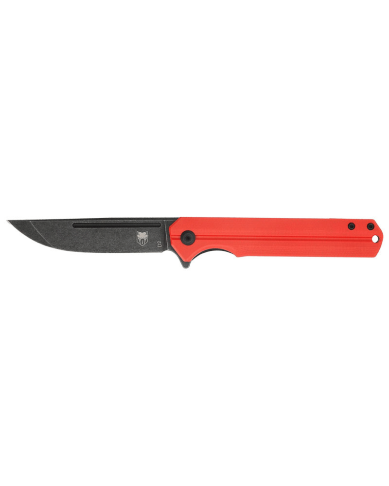 Couteau pliant Cobratec Streamline Red avec lame Drop Point de 89 mm en acier D2 finition Black Stonewash