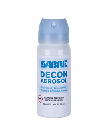 Aérosol de décontamination Sabre Red MK3 de 53 ml conçu pour neutraliser les effets des agents OC (poivre), CS et CN