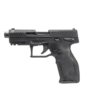 Pistolet Taurus TX22 Gen2 en calibre 22LR avec culasse ajourée, canon lourd fileté 1/2x28, rail Picatinny, capacité 16+1