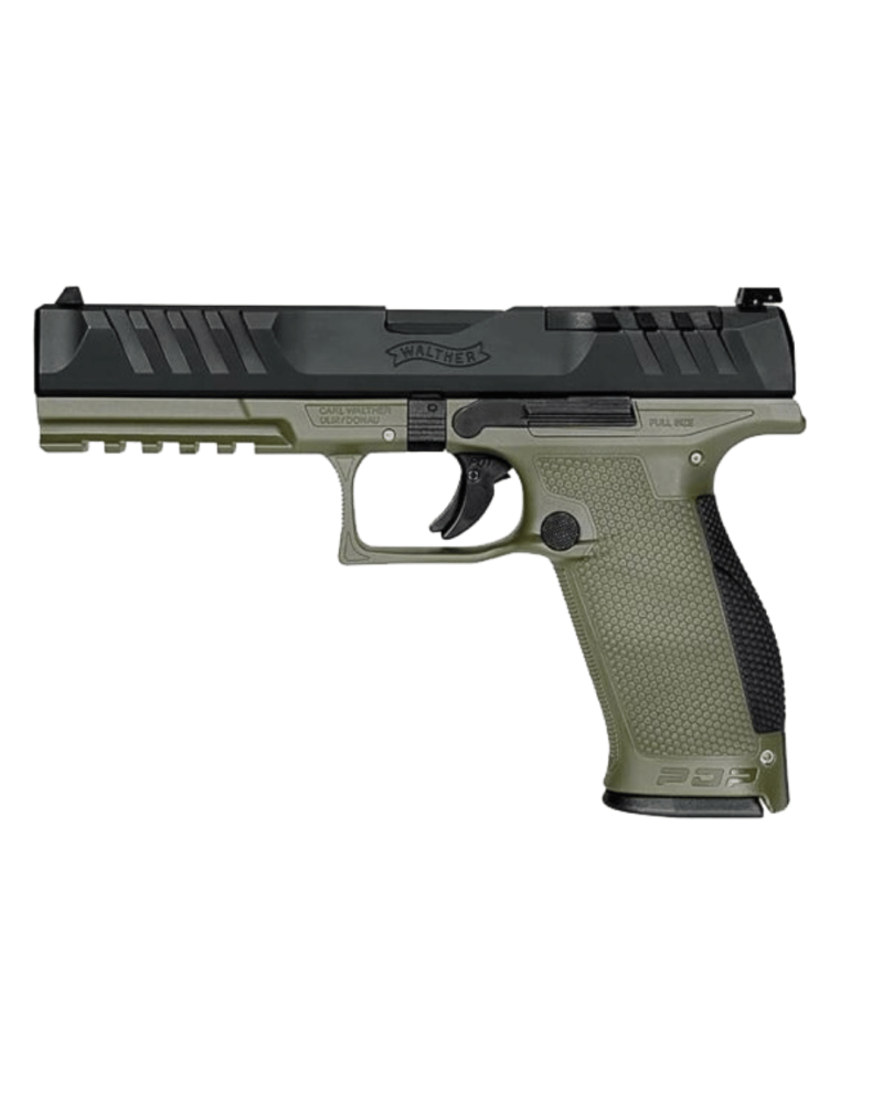 Pistolet Walther PDP Full Size 5 pouces OD Green calibre 9x19 avec carcasse verte, canon de 127 mm