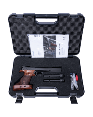 Pistolet Walther CSP Expert Noyer calibre .22 LR avec poignée anatomique en noyer, carcasse acier Tenifer