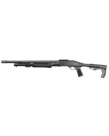 Fusil à pompe Rossi SR-12 Tactical C12 Black calibre 12/76 avec canon rayé de 61 cm, carcasse aluminium, crosse tactique