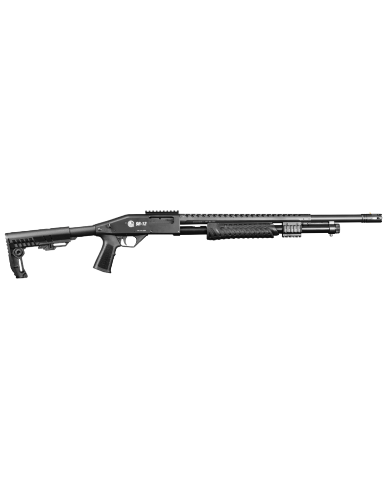 Fusil à pompe Rossi SR-12 Tactical C12 Black calibre 12/76 avec canon rayé de 61 cm, carcasse aluminium, crosse tactique