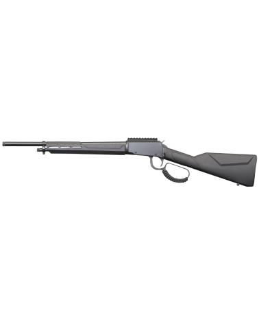 Carabine Rossi Rio Bravo Tactical Black calibre .22 LR à levier de sous-garde avec crosse synthétique, canon fileté de 46 cm