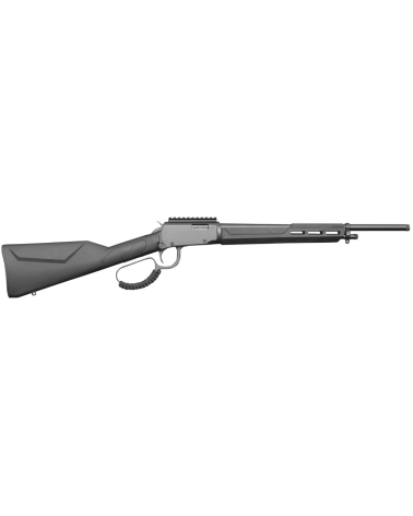 Carabine Rossi Rio Bravo Tactical Black calibre .22 LR à levier de sous-garde avec crosse synthétique, canon fileté de 46 cm