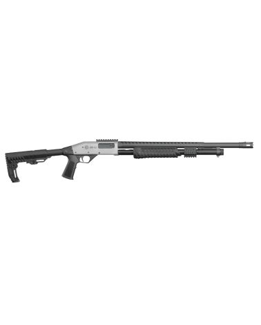 Fusil à pompe Rossi SR-12 Tactical Chrome calibre 12/76 avec canon rayé de 61 cm, carcasse aluminium, crosse tactique