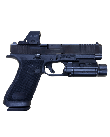 Pack Glock 17 Gen 6 OR FS calibre 9x19 comprenant un viseur point rouge Holosun 407C X3 et une lampe tactique