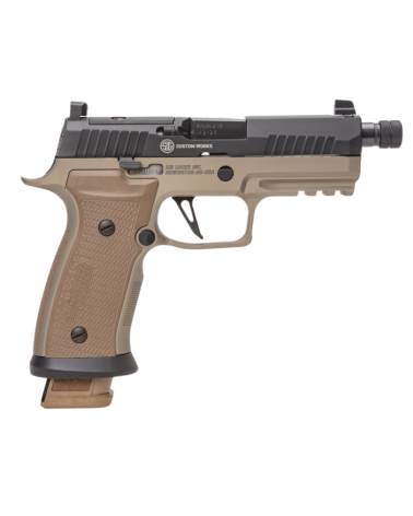 Pistolet SIG SAUER P320 AXG Combat Limited Edition calibre 9x19 mm avec carcasse métallique AXG FDE, canon fileté