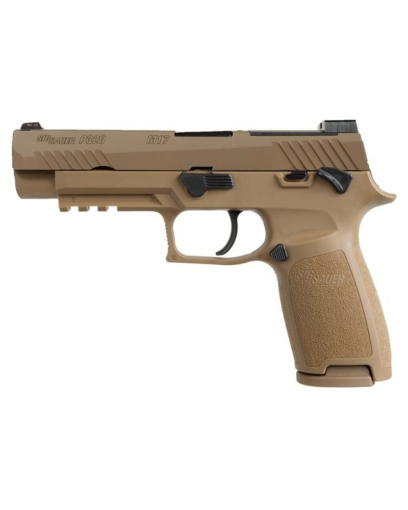 Pistolet SIG SAUER P320 M17 calibre 9x19 avec glissière acier finition Coyote PVD, visée SIGLITE