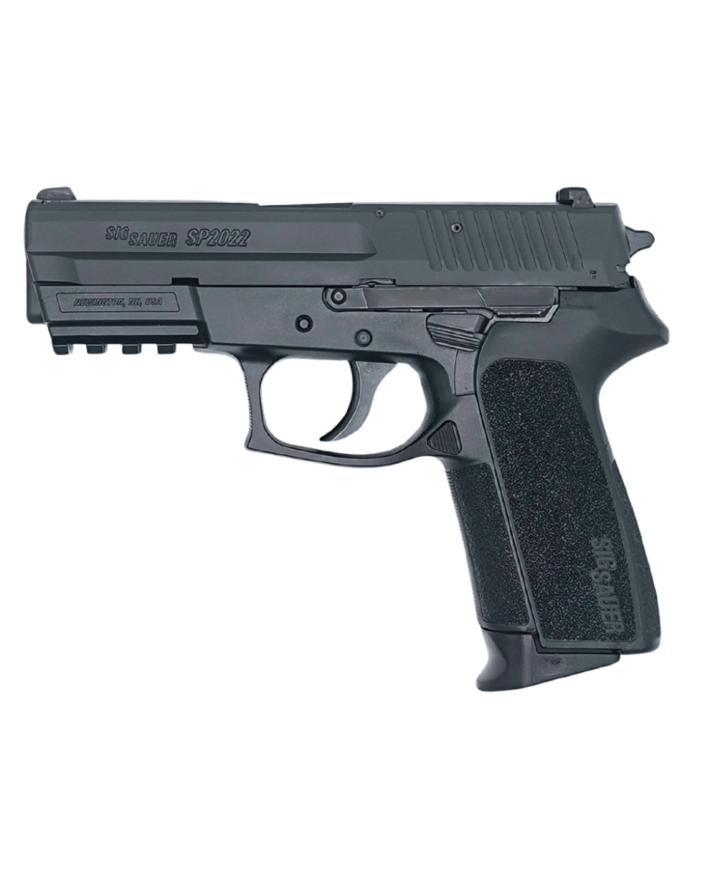 Pistolet SIG SAUER SP2022 calibre 9x19 avec carcasse polymère, glissière en acier inoxydable, détente simple et double action