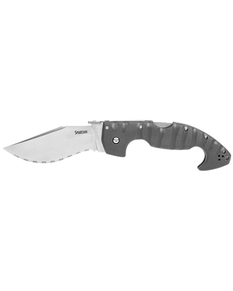 Couteau pliant Cold Steel Spartan avec lame dentelée de 114 mm en acier AUS10A, manche Griv-Ex gris et verrouillage